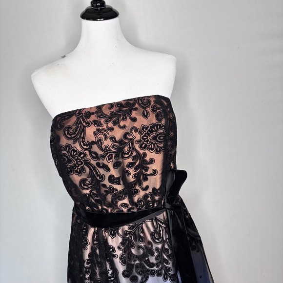 Adrianna‎ Papell Dress Womens Size 20W Black Lace Strapless Blue Evening Party - Picture 3 of 14